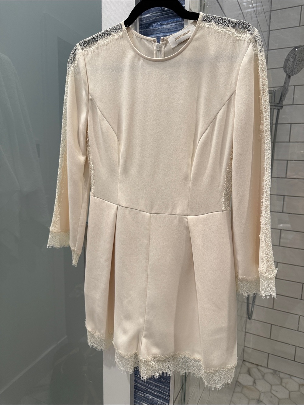 ZIMMERMAN Cream Lace-TrimLong Sleeve Romper